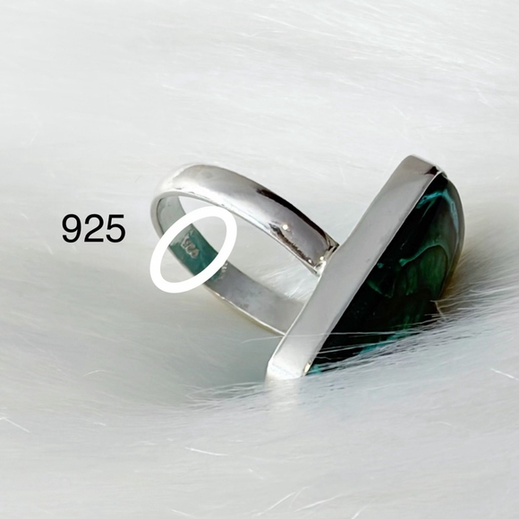 Sterling Silver 925 Ring Size 9 1/4 9.25 Malachite Chrysocolla Southwest - Picture 9 of 11